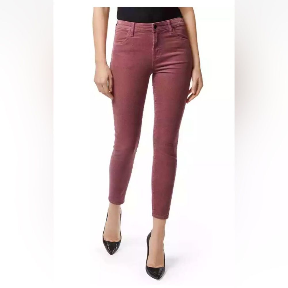 J Brand Women Alana High Rise Crop Skinny Corduroy Sz 27 Pants Burgandy Wine New